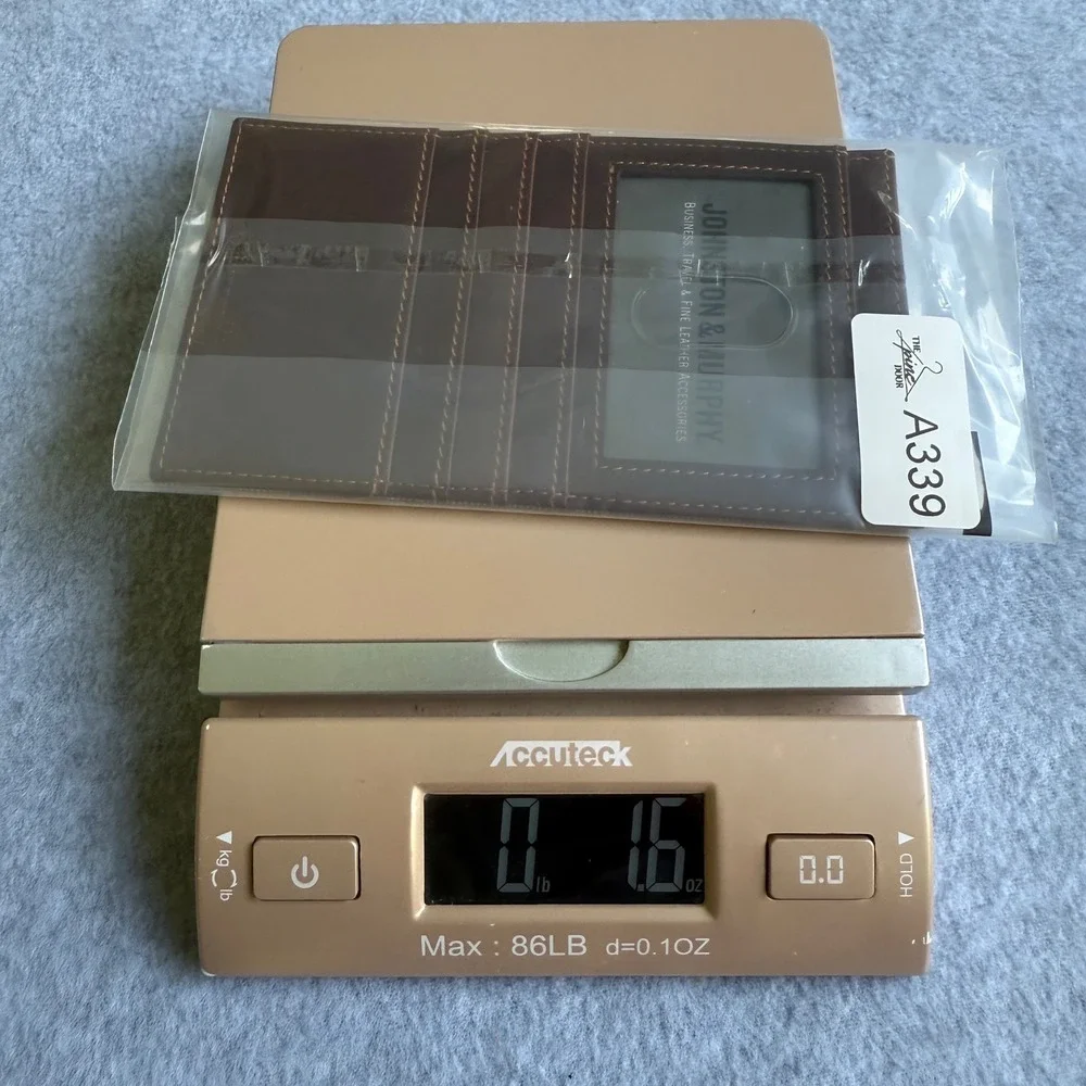 Johnston & Murphy Leather Card Organizer Case Wallet ID Window‎ Brown Minimalist